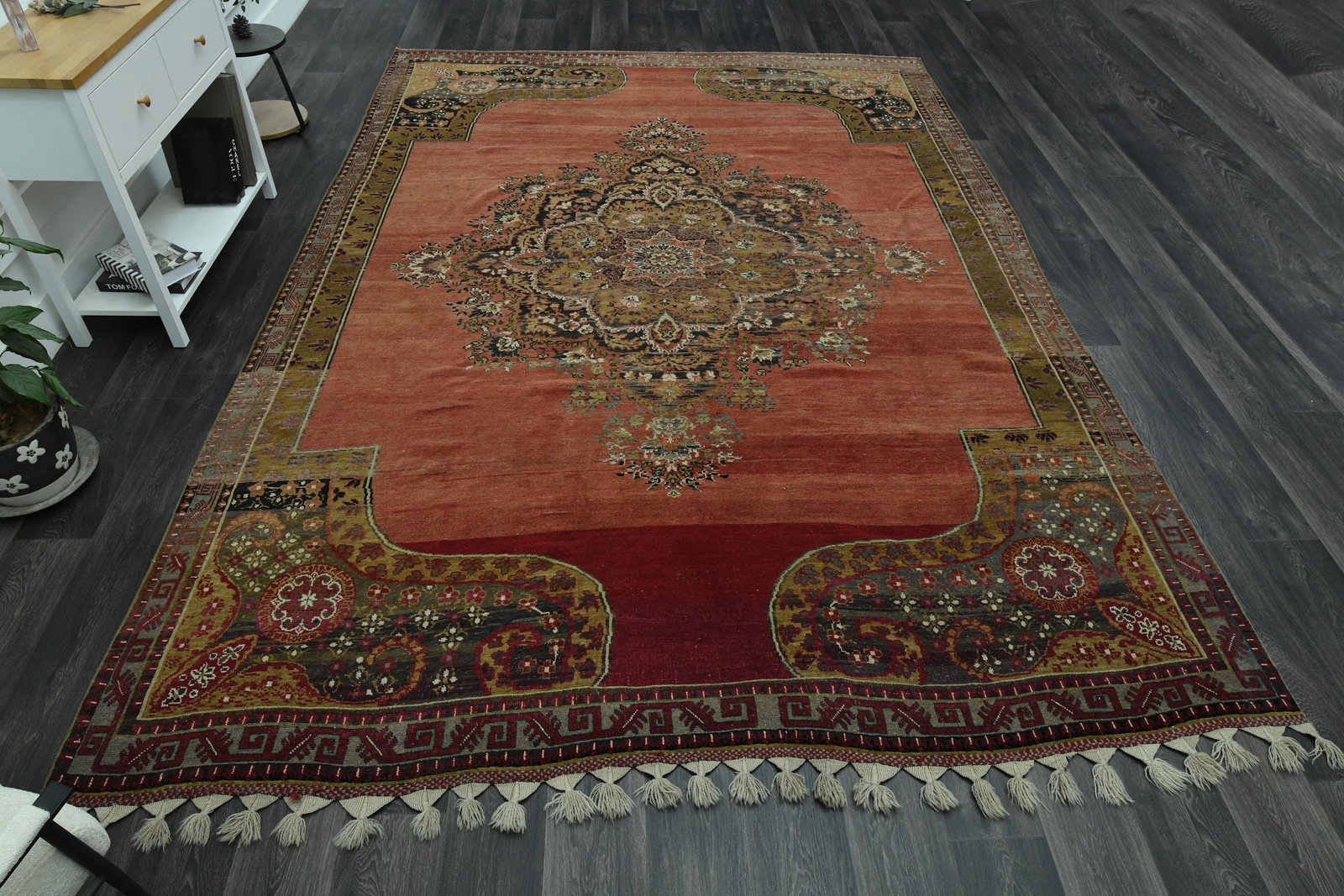 8.9x13.1 ft, SPECIAL VINTAGE RUG: Title: 8.9x13.1 ft, SPECIAL VINTAGE RUG Description: This Turkish one-of-a-kind Anatolian Vintage Rug is hand-knotted and handwoven by the most skilled artisans who use pure wool, in muted, natural to