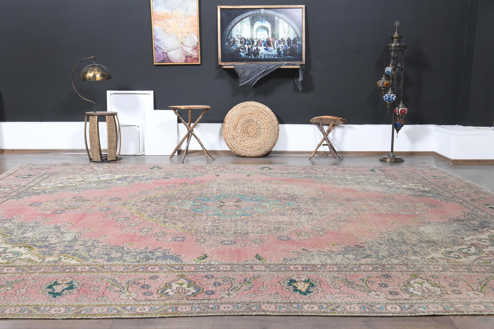 9'7x12'8 ft, PINK MINIMALIST RUG - 9