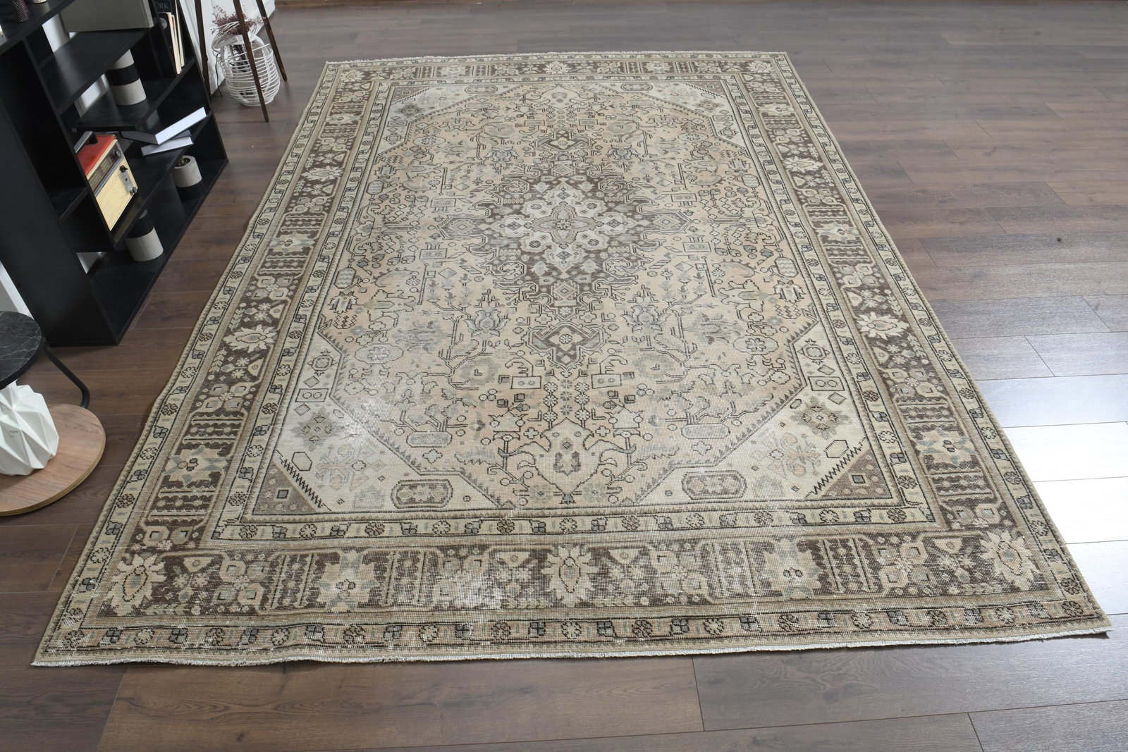 7'8x11'2 ft, ANTIQUE PERSIAN RUG: Title: 7'8x11'2 ft, ANTIQUE PERSIAN RUG Description: This Turkish one-of-a-kind Anatolian Vintage Rug is hand-knotted and handwoven by the most skilled artisans who use pure wool, in muted, natural to