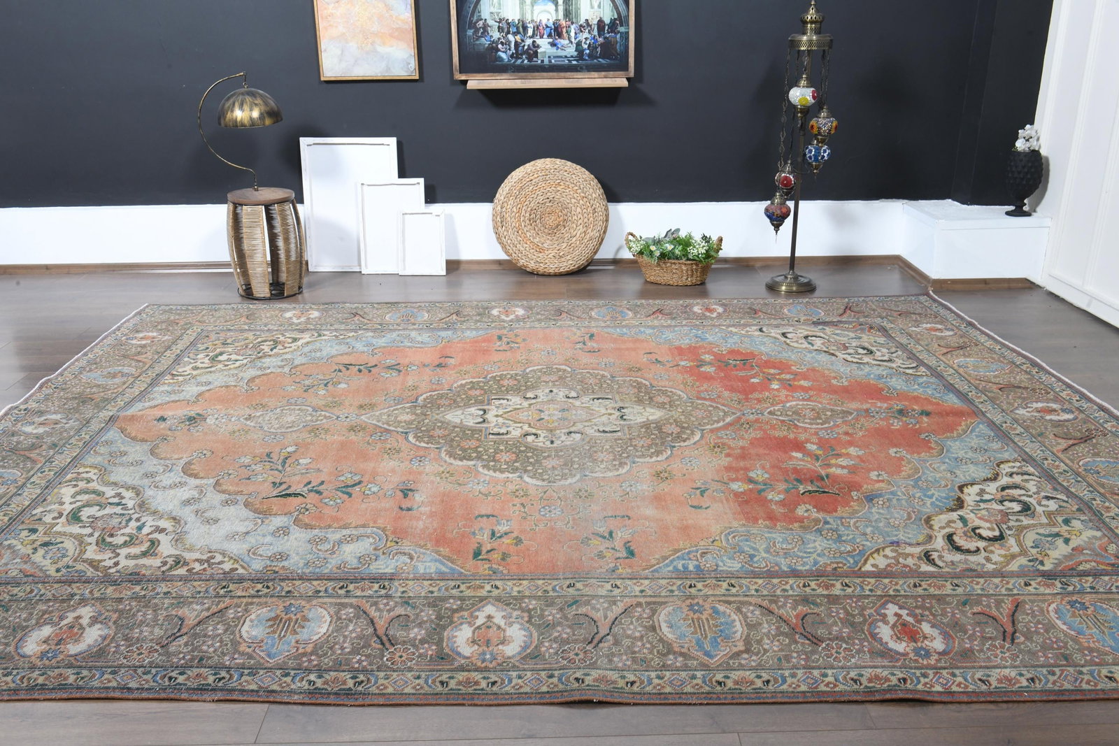 9'6x12'6 ft, ORANGE MINIMALIST RUG - 9