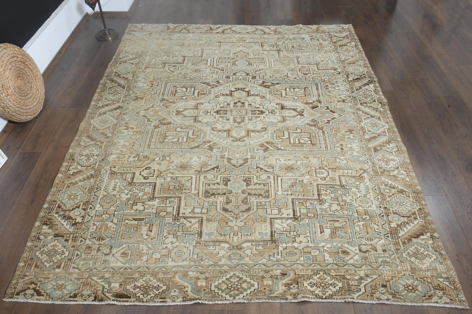 8.3x10.2 ft, HERIZ PERSIAN RUG, Minimalist: Title: 8.3x10.2 ft, HERIZ PERSIAN RUG, Minimalist Description: This Turkish one-of-a-kind Anatolian Vintage Rug is hand-knotted and handwoven by the most skilled artisans who use pure wool, in muted, 