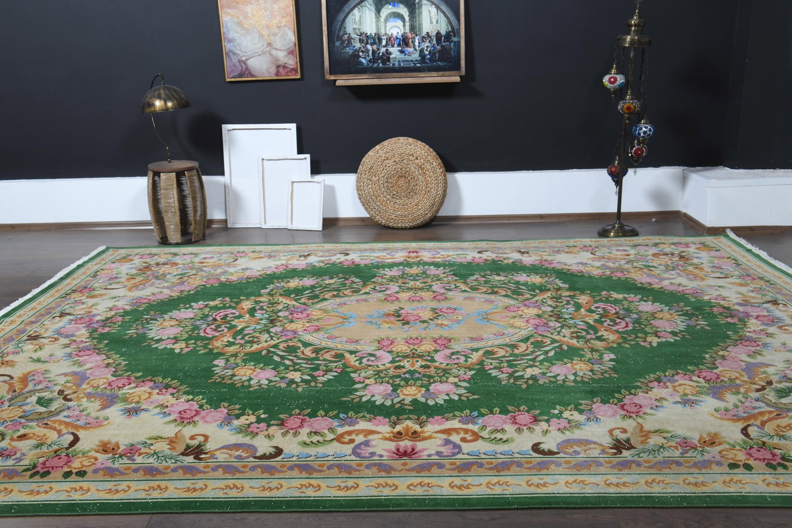 9.3x13 ft, TRIBAL OVERSIZED RUG, Vintage - 9