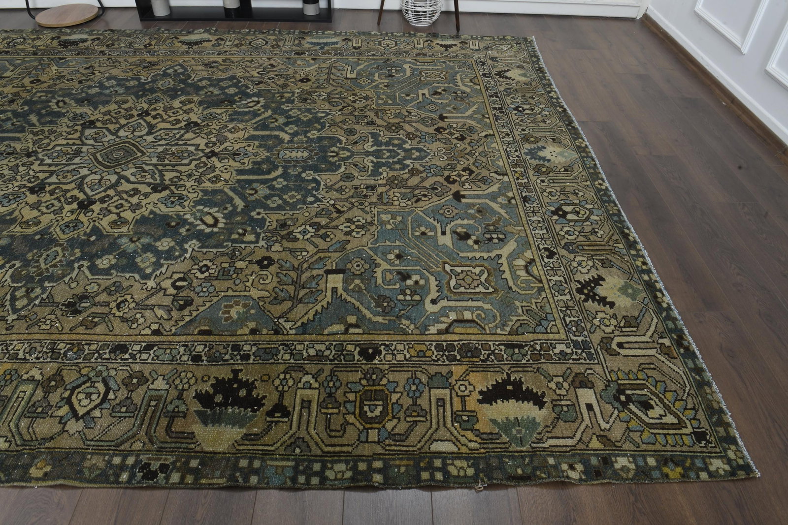 9'3x12'2 ft, BEIGE BROWN RUG, Vintage Antique - 2