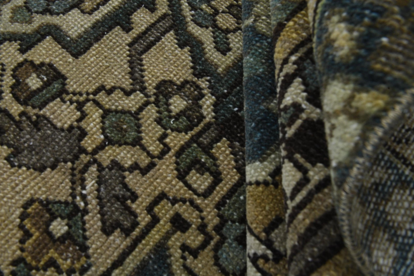 9'3x12'2 ft, BEIGE BROWN RUG, Vintage Antique - 3