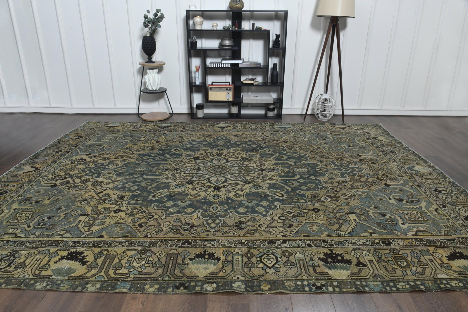 9'3x12'2 ft, BEIGE BROWN RUG, Vintage Antique - 9