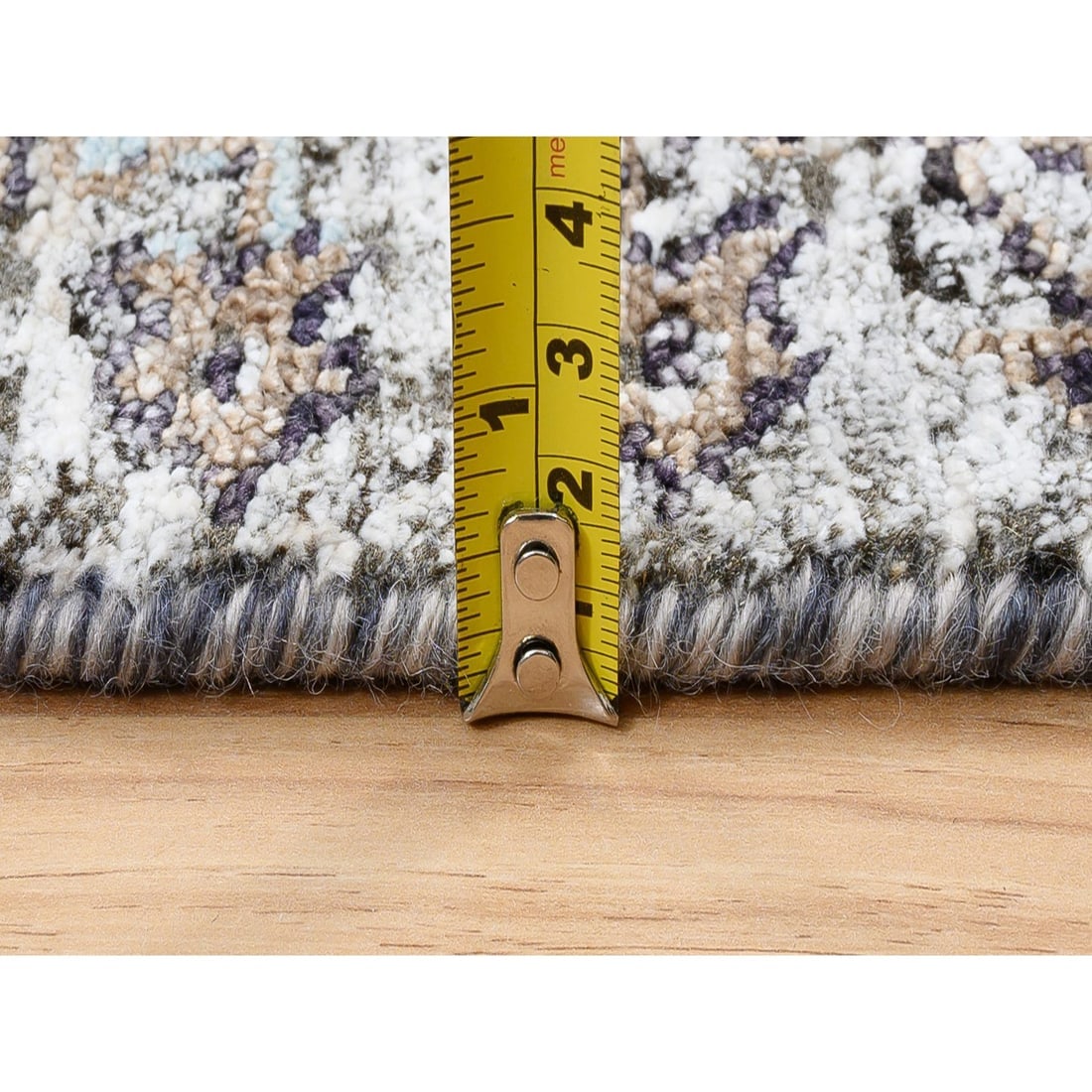 Gray Hand Knotted Transitional Silk with Textured Wool XL Runner Rug - 7