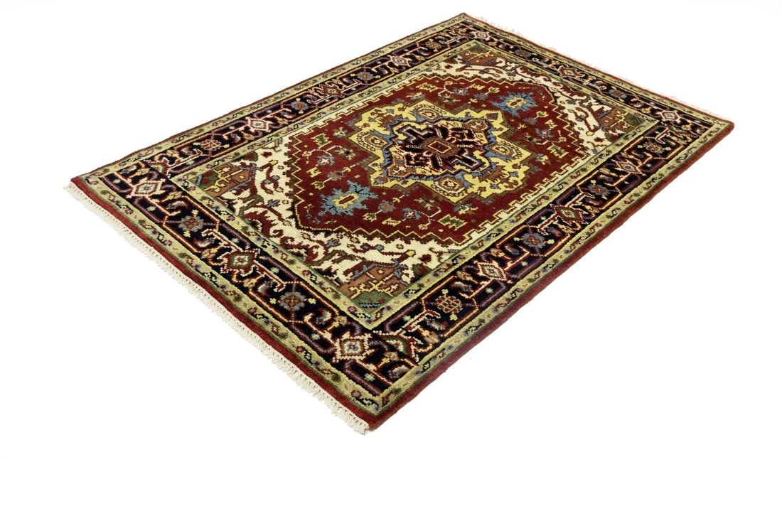 Rusty Red Geometric 4X6 Heriz Serapi Oriental Rug - 4