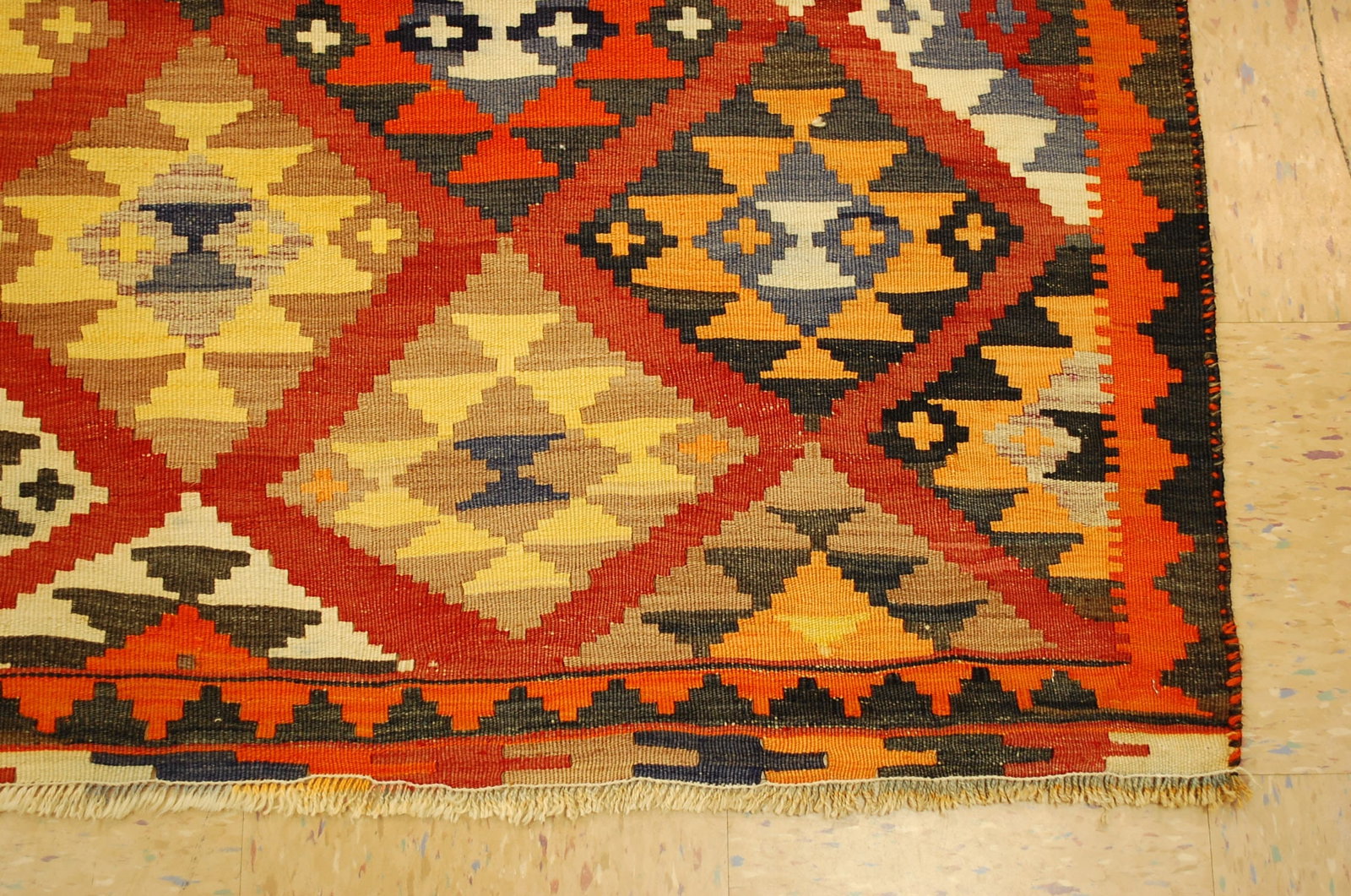 OLD CAUCASIAN KILIM FLAT WOVEN RUG 5' x7'7" - 2