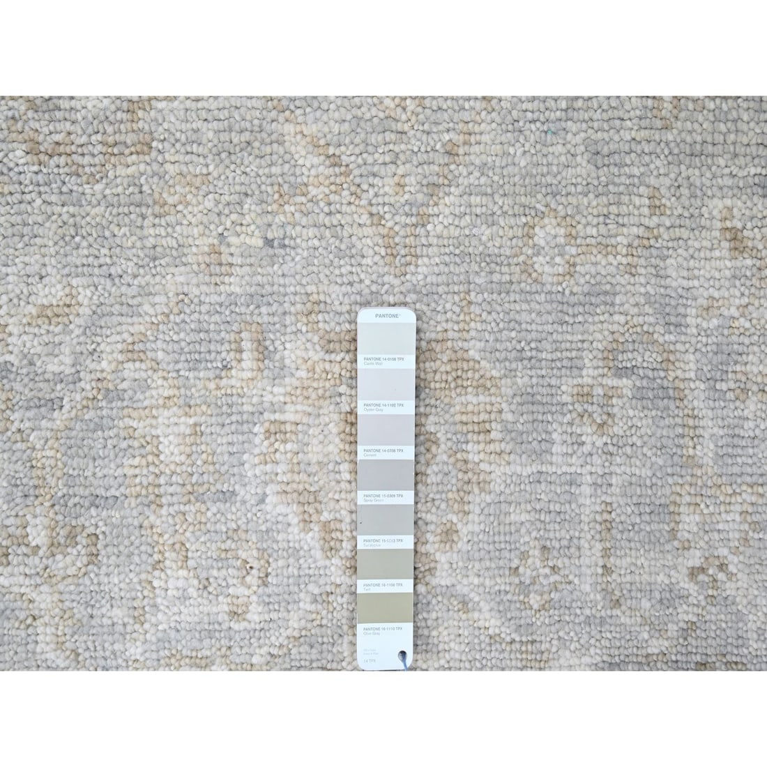 Gray Oushak Design Supple Collection Hand Knotted Pure Wool Runner Rug - 4