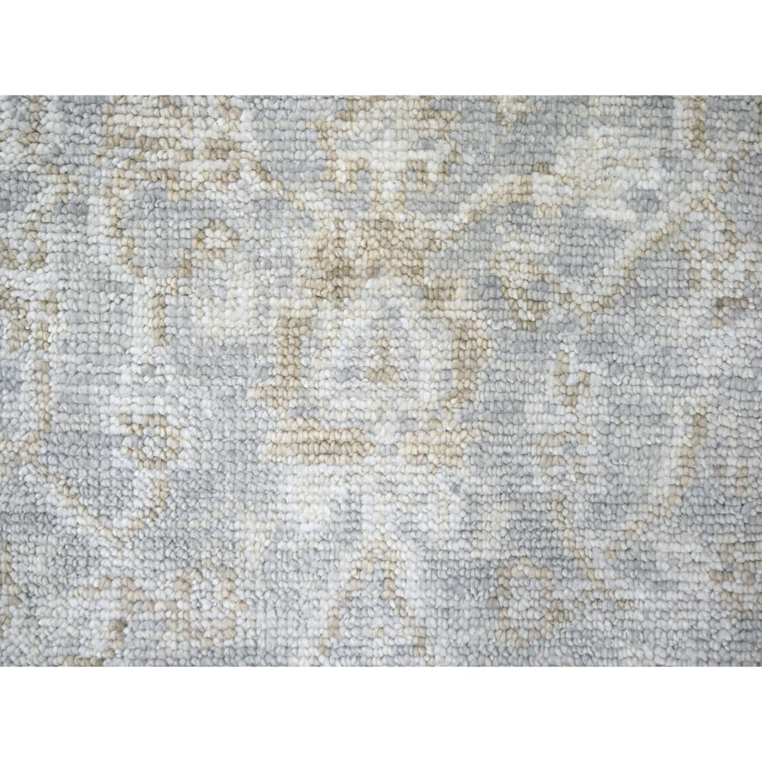 Gray Oushak Design Supple Collection Hand Knotted Pure Wool Runner Rug - 5