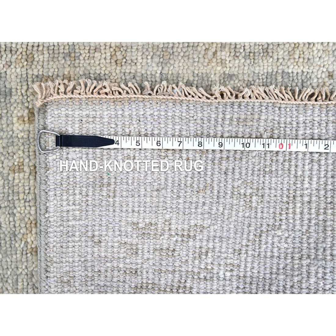 Gray Oushak Design Supple Collection Hand Knotted Pure Wool Runner Rug - 8