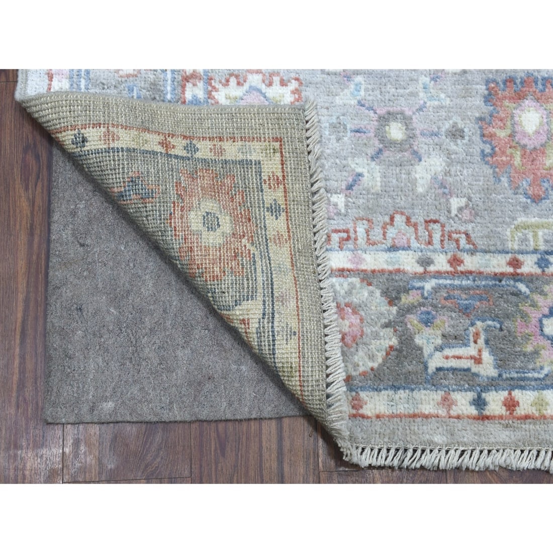 Angora Oushak Hand Knotted Gray Soft Organic Wool Oriental Runner Rug - 2