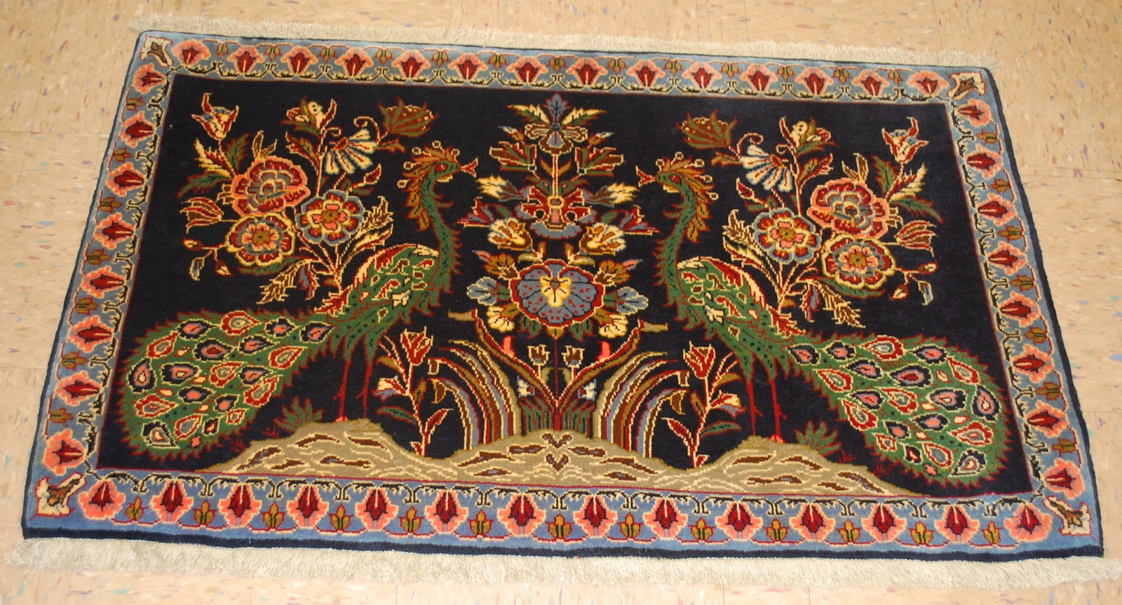 PAIR ,ANTIQUE PERSIAN KESHAN RUG 2' x 3'5" AND 2'1" X 3'4" - 2