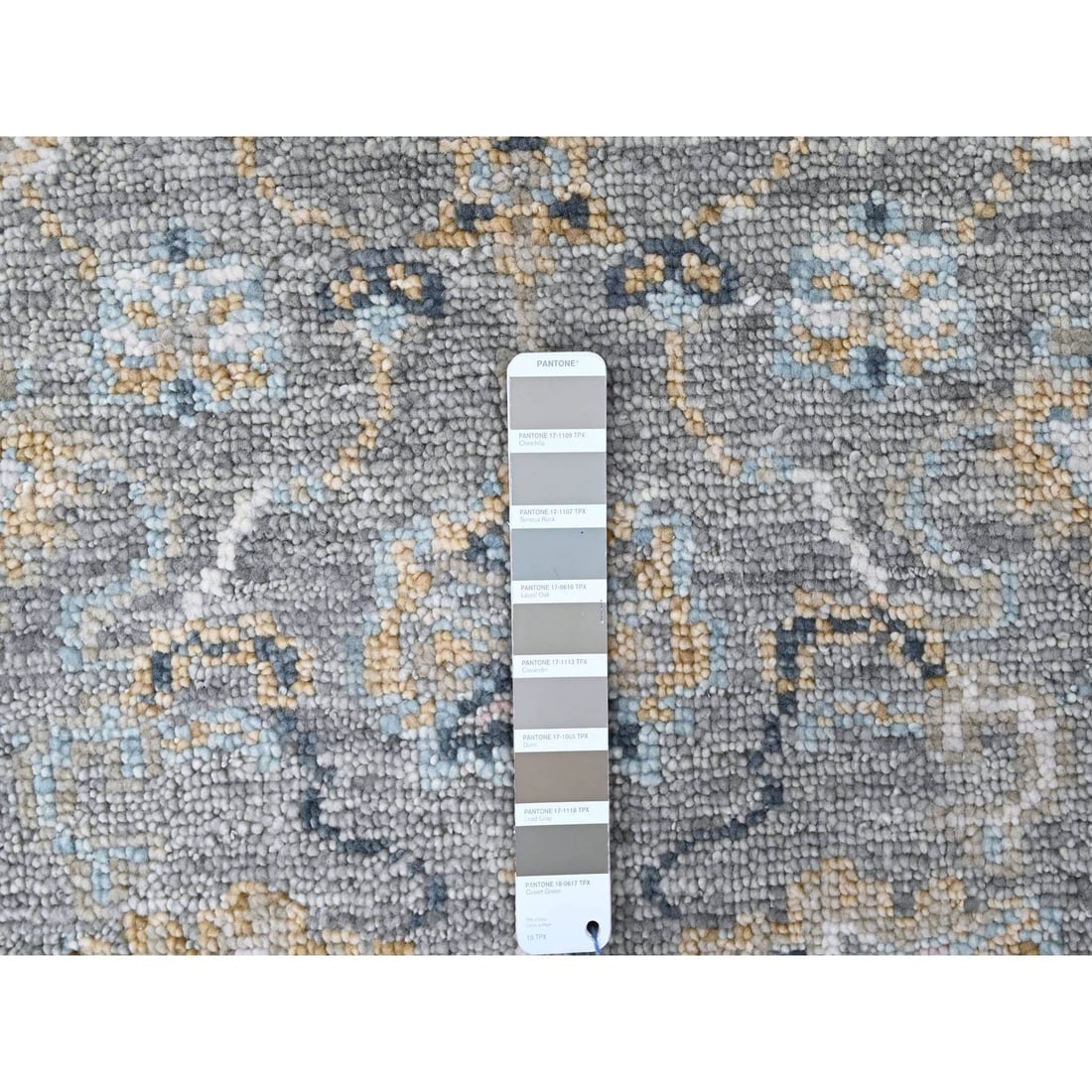 Gray Supple Collection Oushak Design Hand Knotted Pure Wool Runner Rug - 4