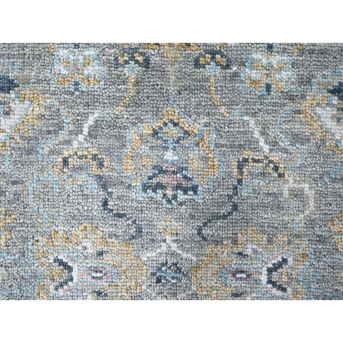 Gray Supple Collection Oushak Design Hand Knotted Pure Wool Runner Rug - 5