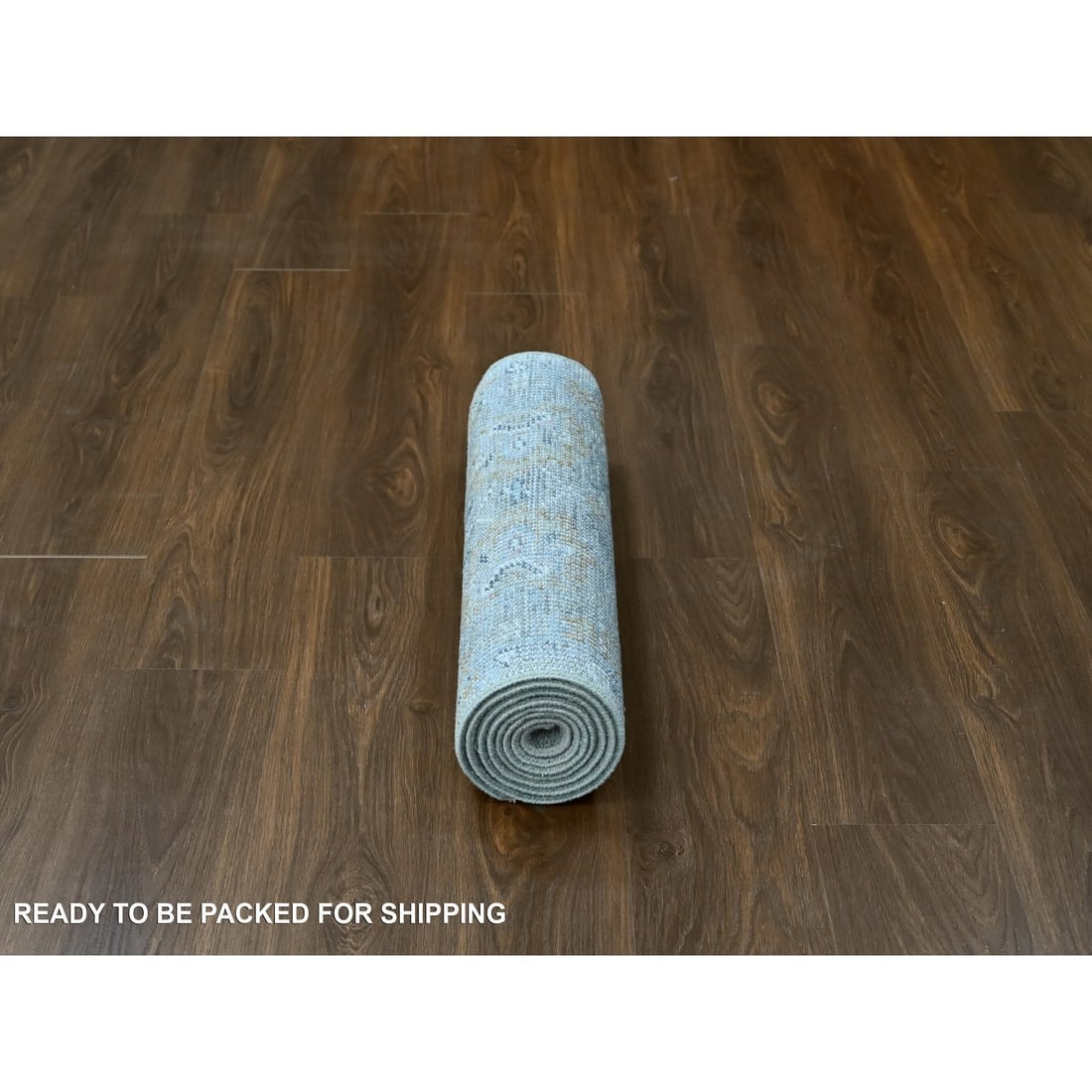 Gray Supple Collection Oushak Design Hand Knotted Pure Wool Runner Rug - 6