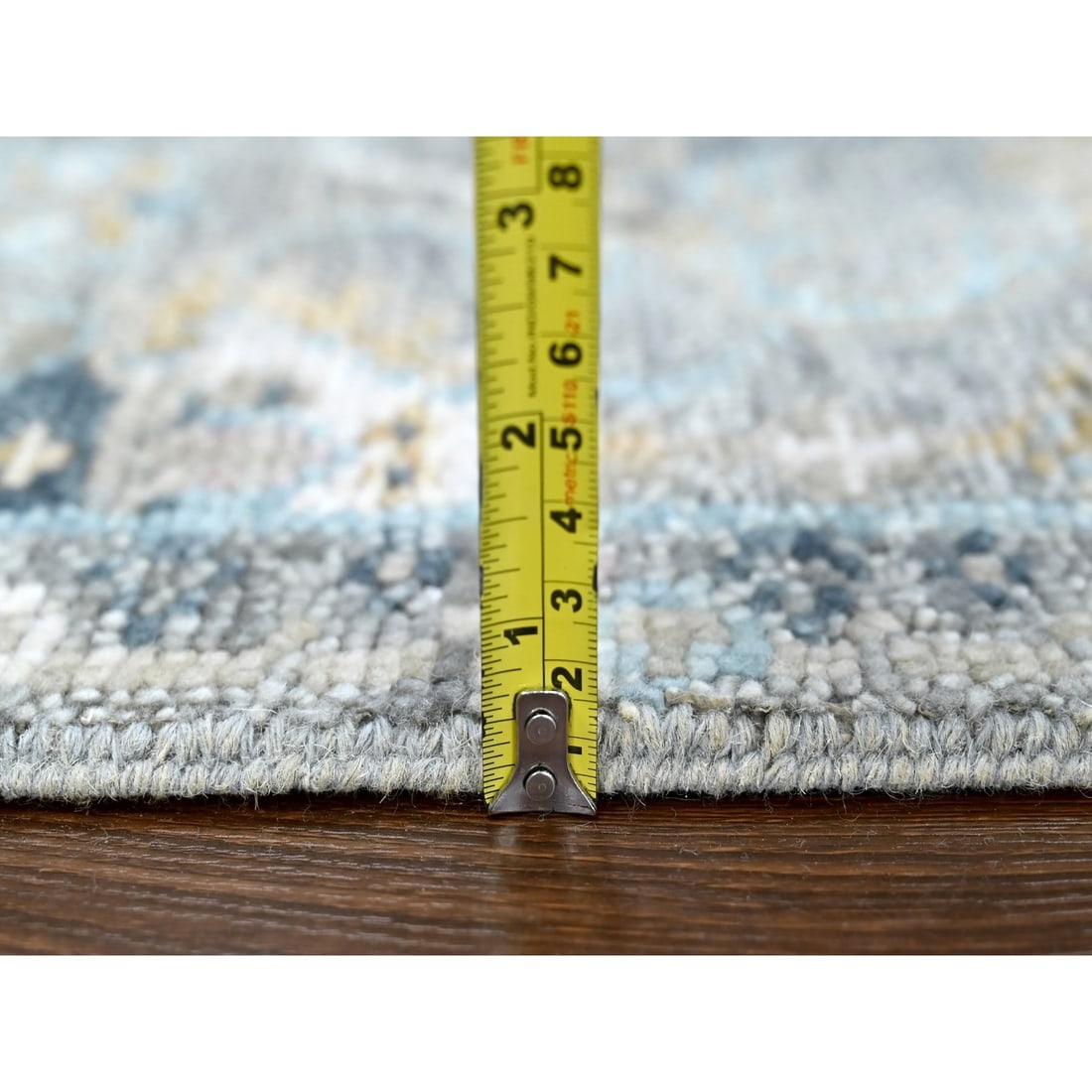 Gray Supple Collection Oushak Design Hand Knotted Pure Wool Runner Rug - 7