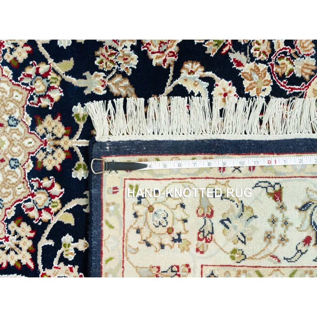 Gale Force Blue 250 KPSI Nain Denser Weave Hand Knotted Rug - 7