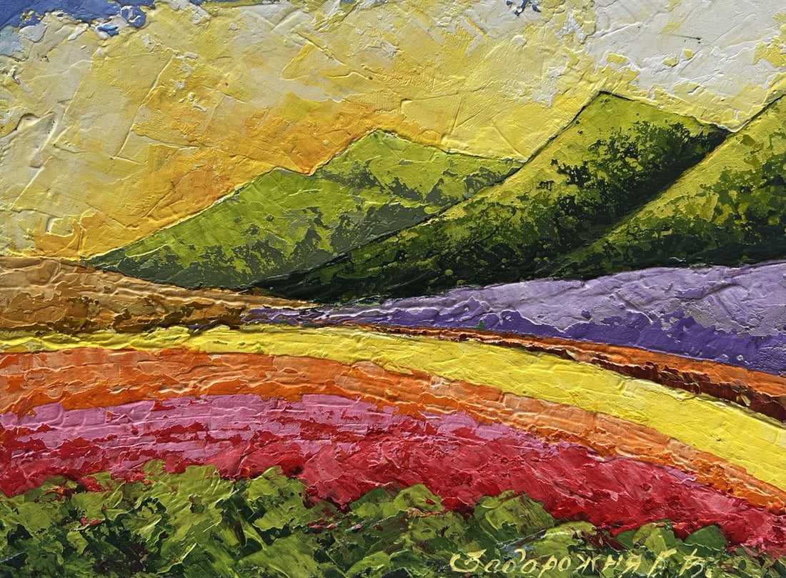 Oil painting Sunset behind the mountains V. Zadorozhnya - 3