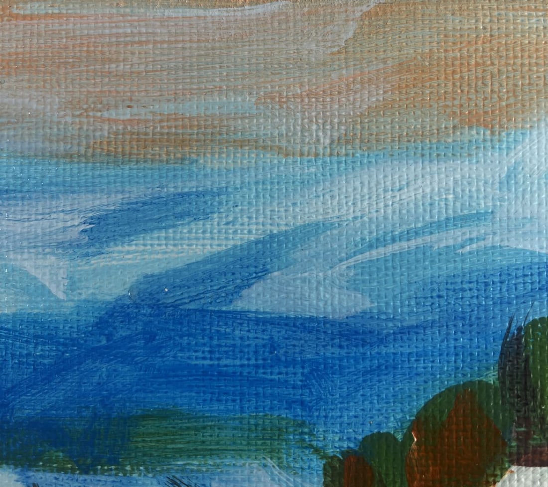 Acrylic painting Village at the foot of the mountain Mykhailo Patskan - 5