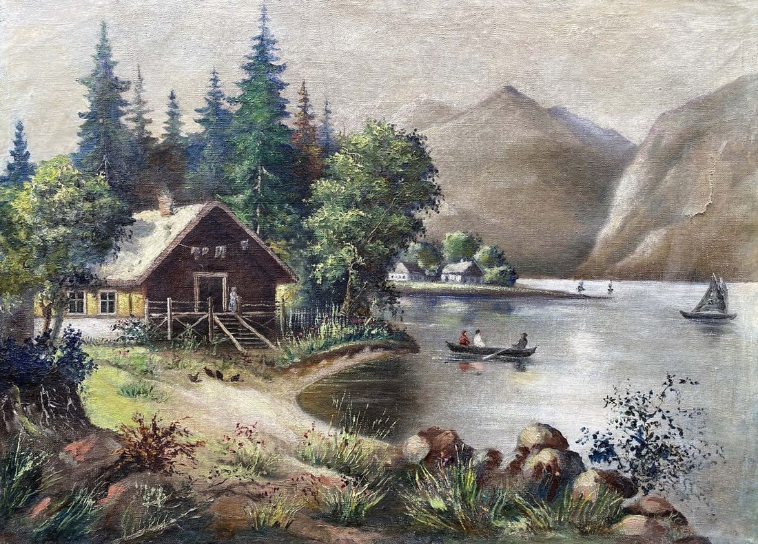 Oil painting House on the outskirts Unknown artist - 2