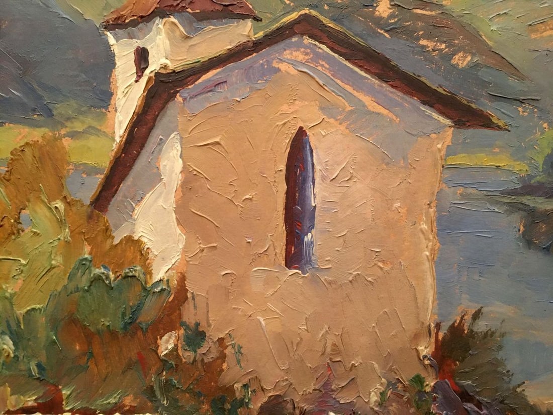 Oil painting Church by the river - 4