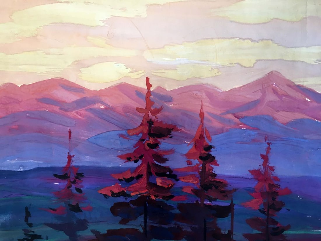 Oil painting Evening mountain landscape Shary Anatoly Ivanovich - 2