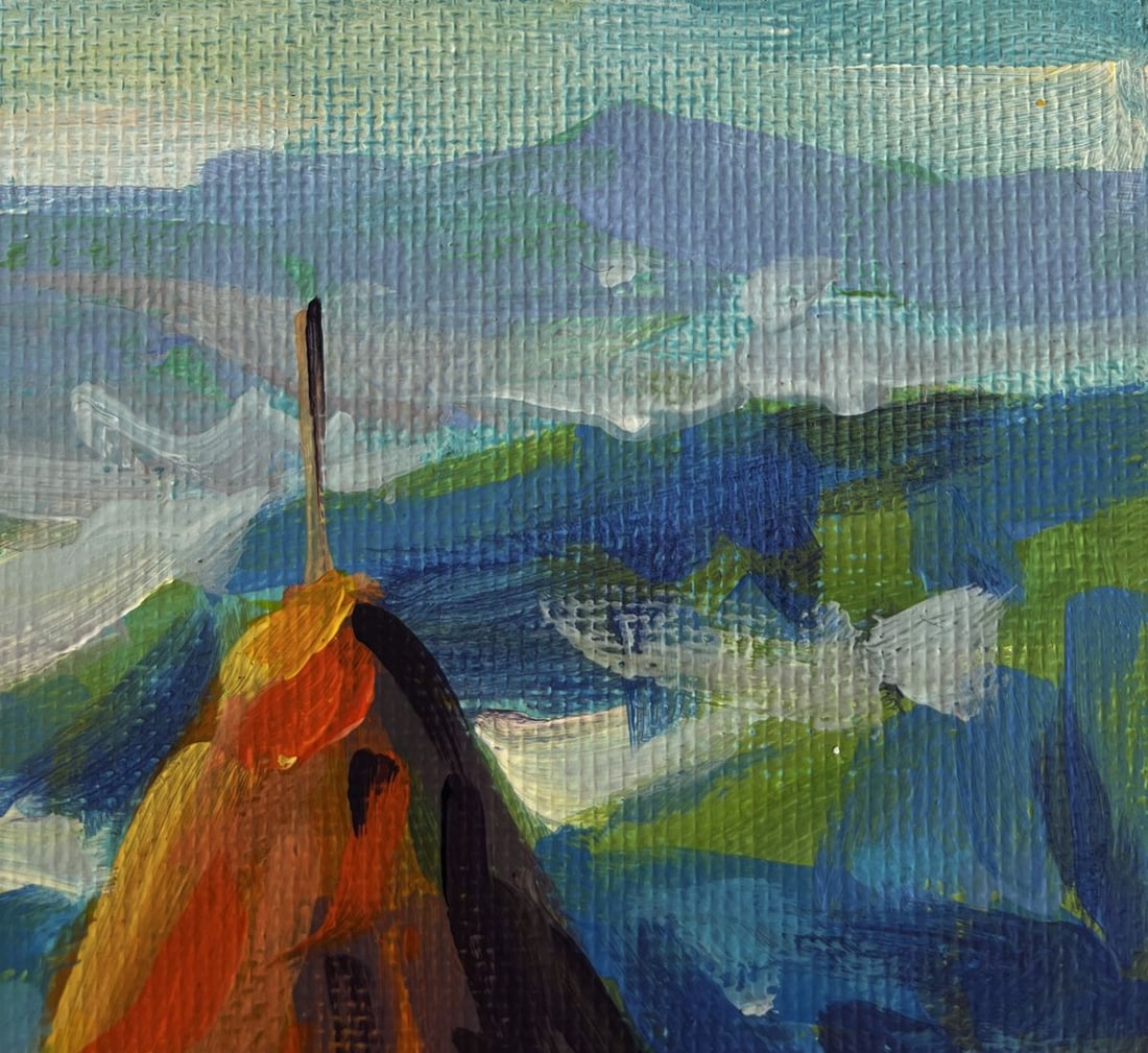 Acrylic painting Village life in the mountains Mykhailo Patskan - 4