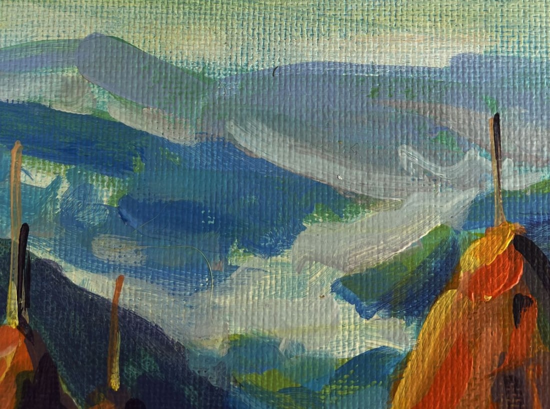Acrylic painting Village life in the mountains Mykhailo Patskan - 5