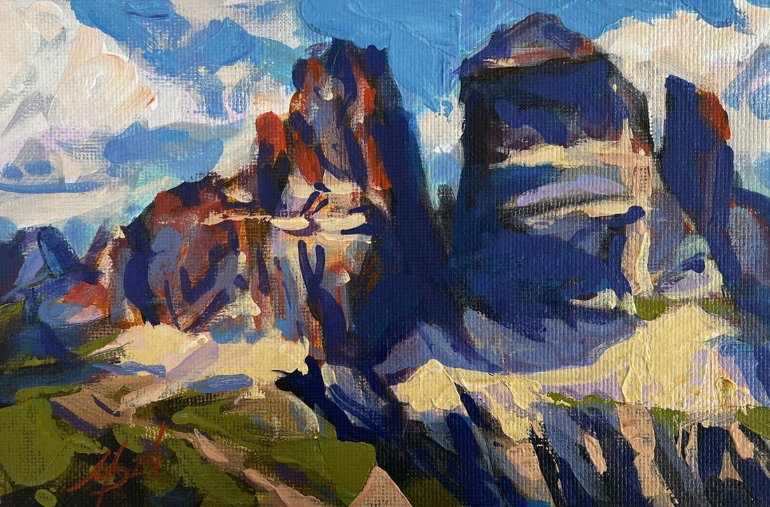 Acrylic painting Walking in the mountains Mykhailo Patskan - 3