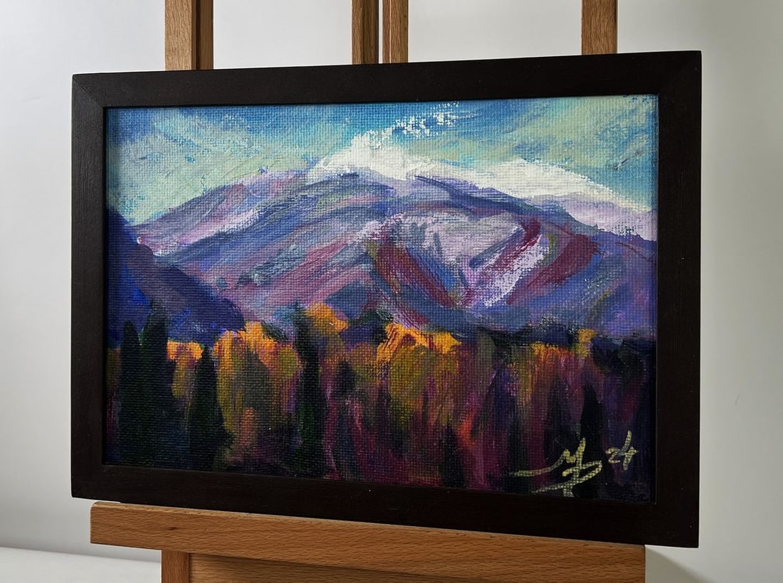 Acrylic painting First snow in the mountains Mykhailo Patskan - 2