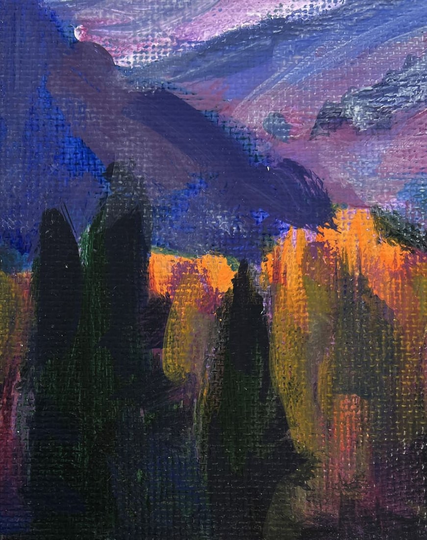 Acrylic painting First snow in the mountains Mykhailo Patskan - 7