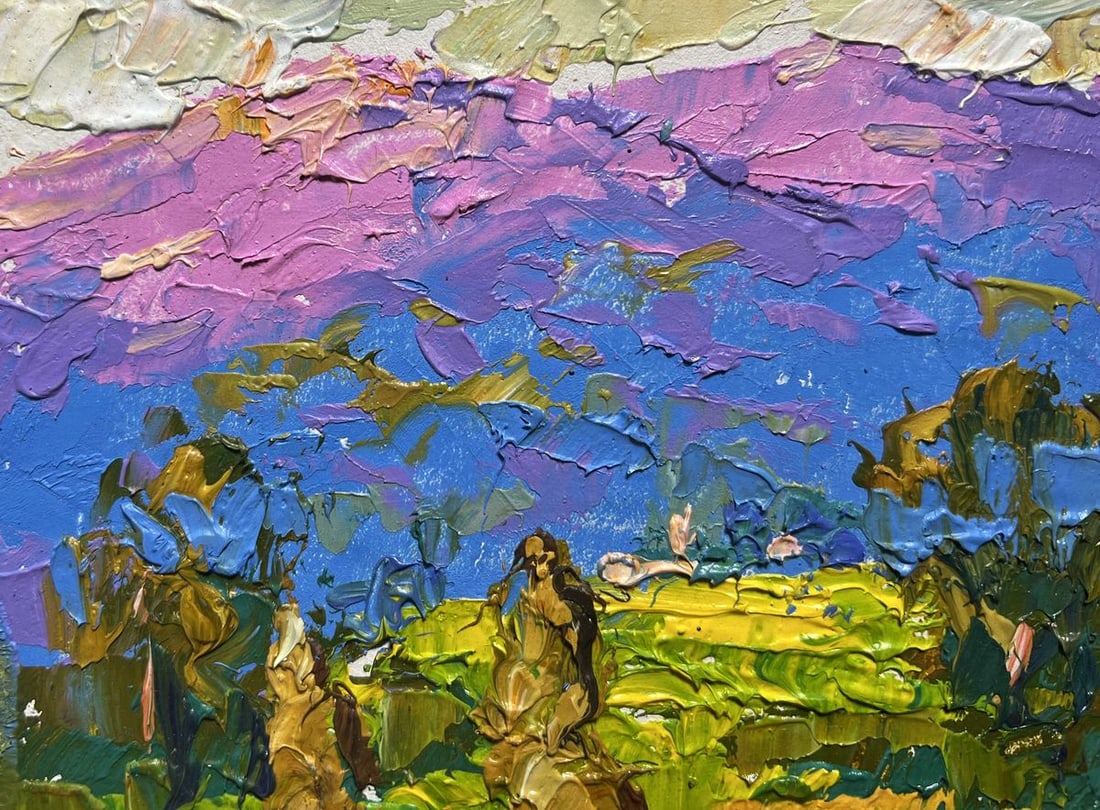 Oil painting Haystack and mountains Alex Kalenyuk - 4