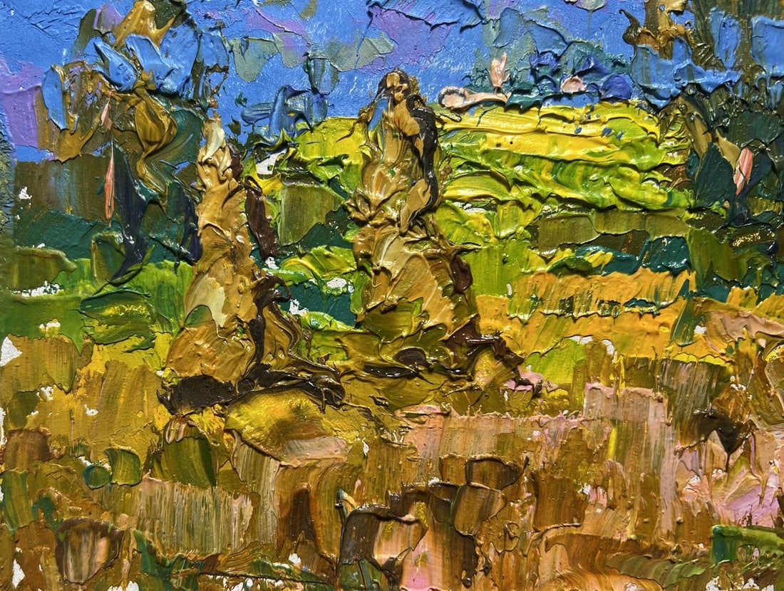 Oil painting Haystack and mountains Alex Kalenyuk - 5