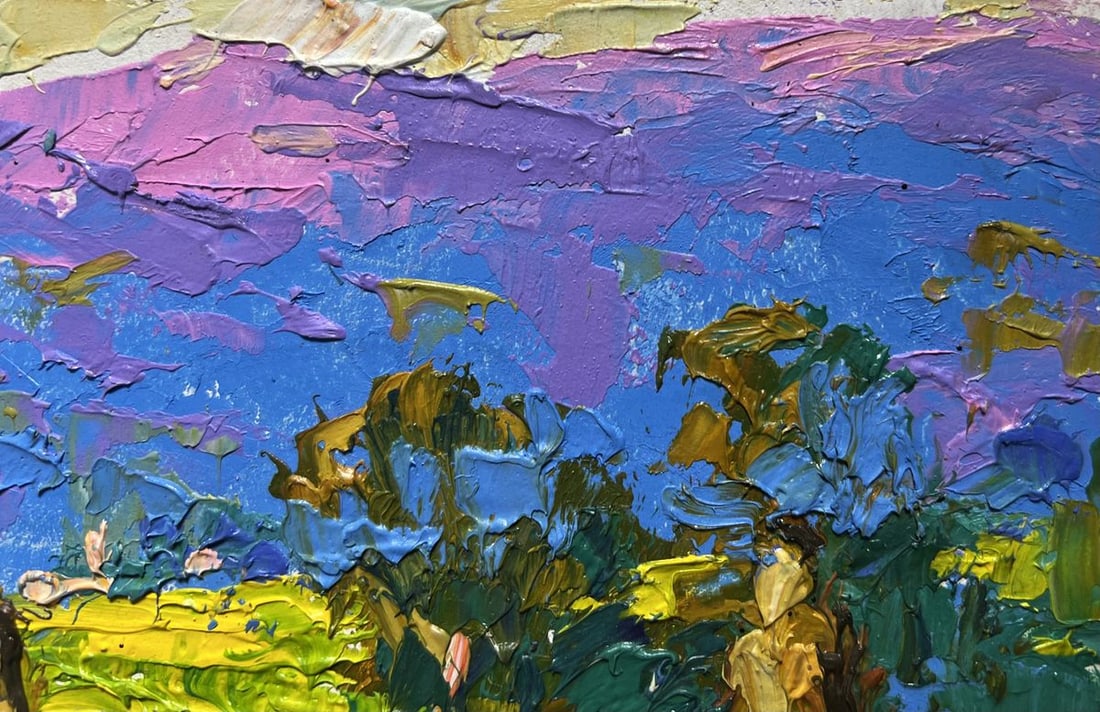 Oil painting Haystack and mountains Alex Kalenyuk - 6