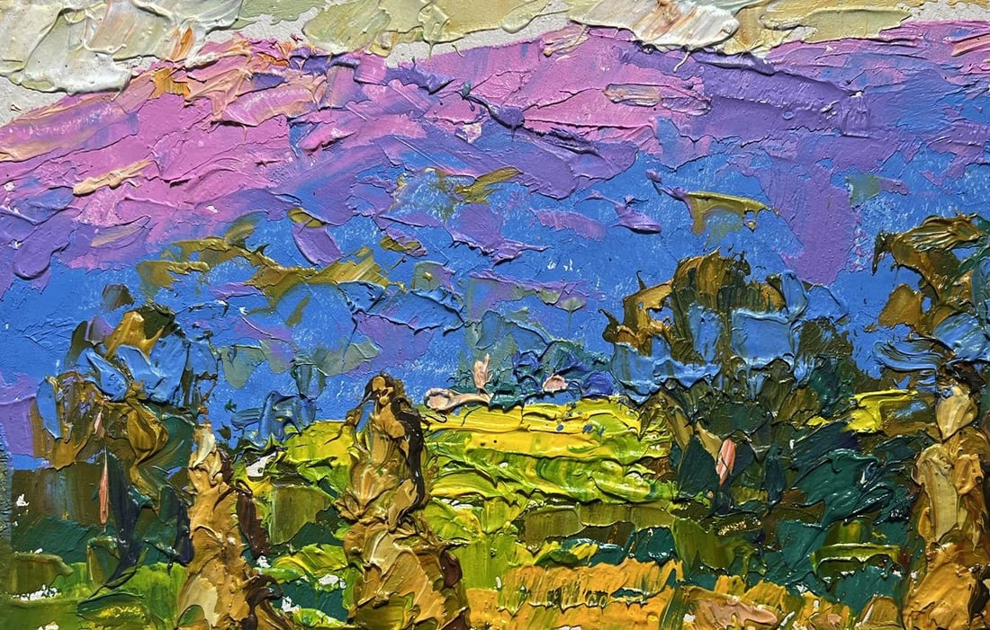 Oil painting Haystack and mountains Alex Kalenyuk - 7