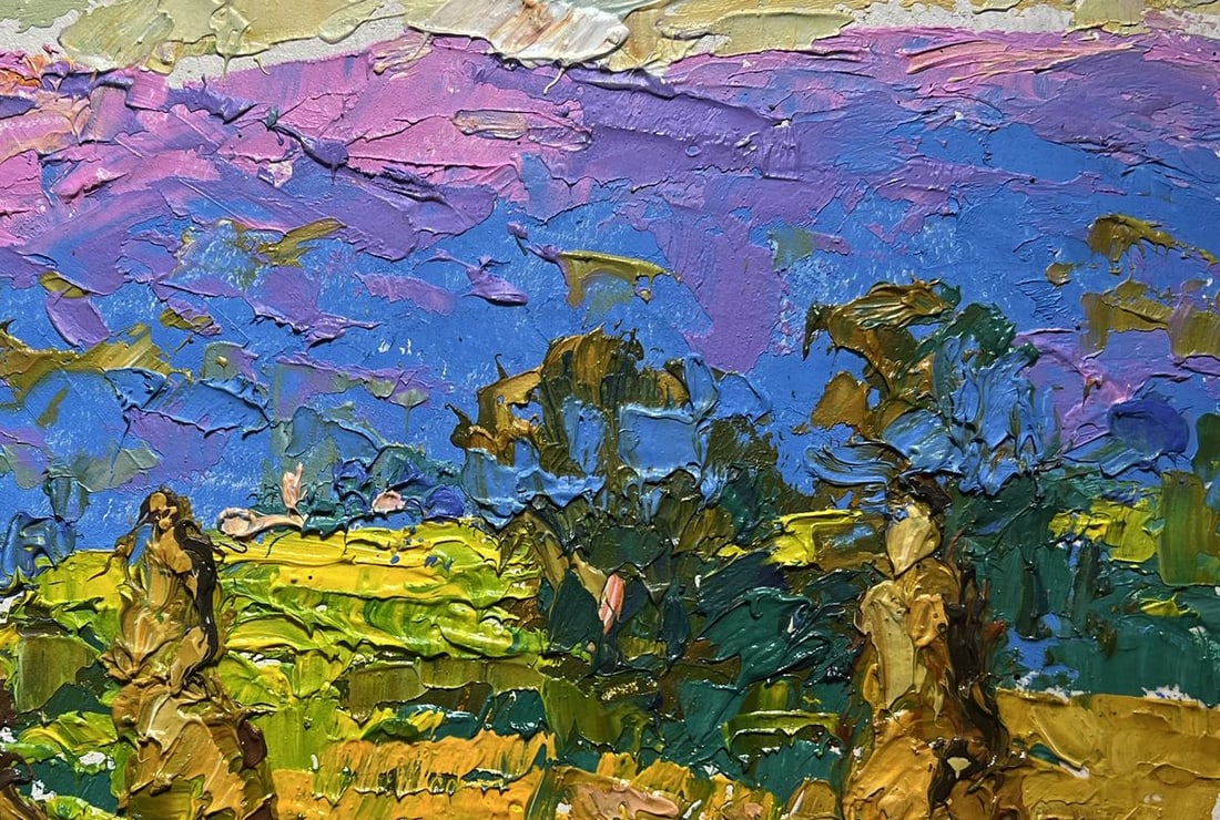 Oil painting Haystack and mountains Alex Kalenyuk - 8