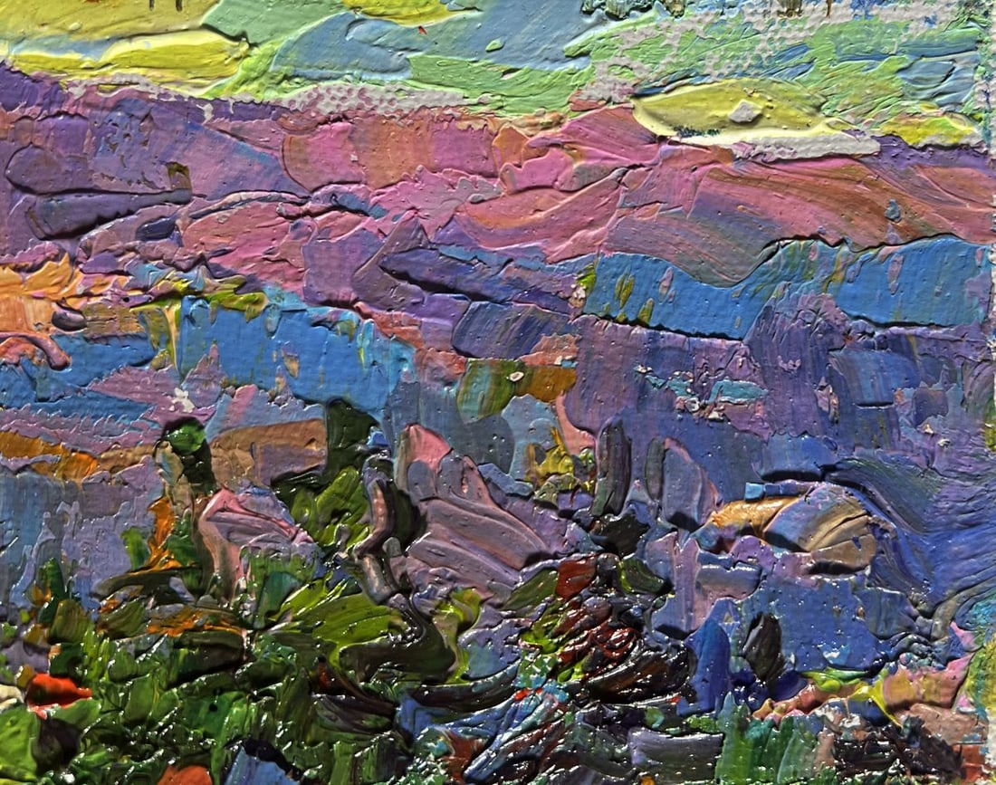 Oil painting Mountains bathed in summer sun Alex Kalenyuk - 4