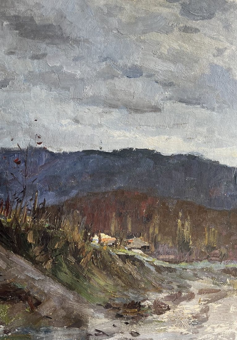 Oil painting Autumn in the mountains Boris Spornikov: NoGS 379*** ABOUT THIS PAINTING **** TITLE: "Autumn in the mountains"* ARTISTS: Boris Spornikov* SIZE: 70x50 cm/'27.55x19.68 inches'* MEDIUM: oil, cardboard* HAND PAINTED: Original painting from our c