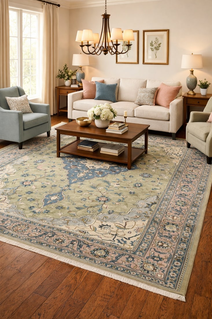 Semi Antique Muted Floral 8X13 Distressed Vintage Oriental Rug - 2