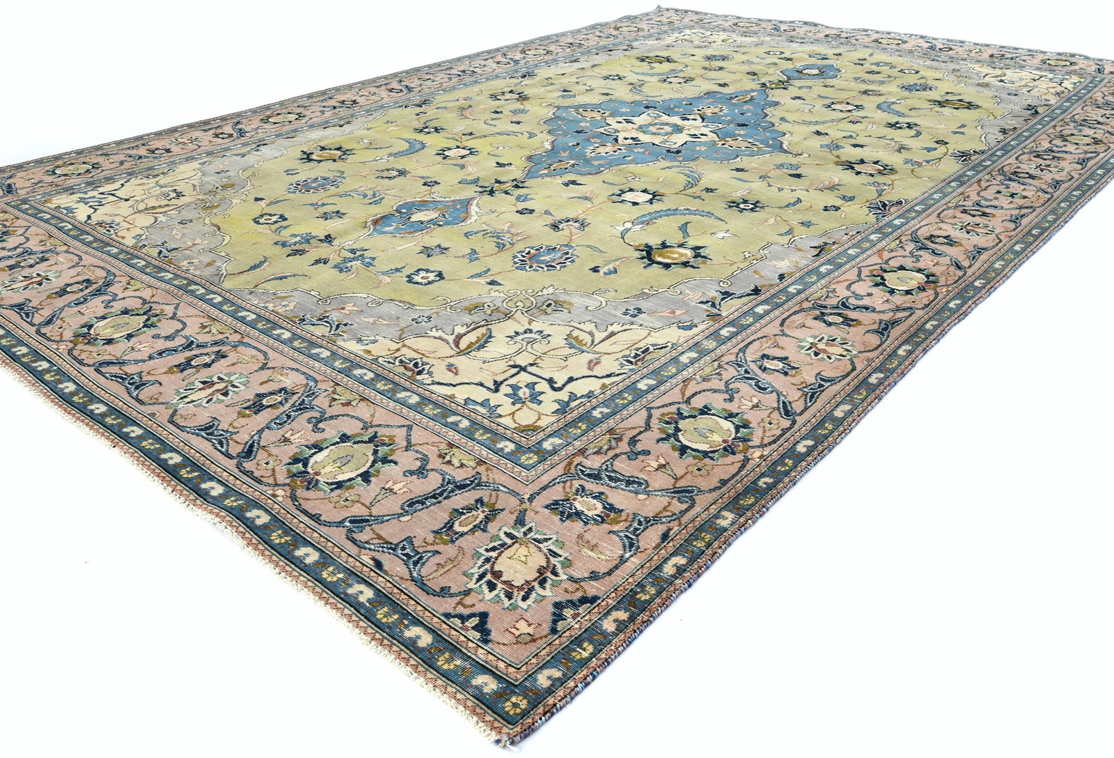 Semi Antique Muted Floral 8X13 Distressed Vintage Oriental Rug - 4