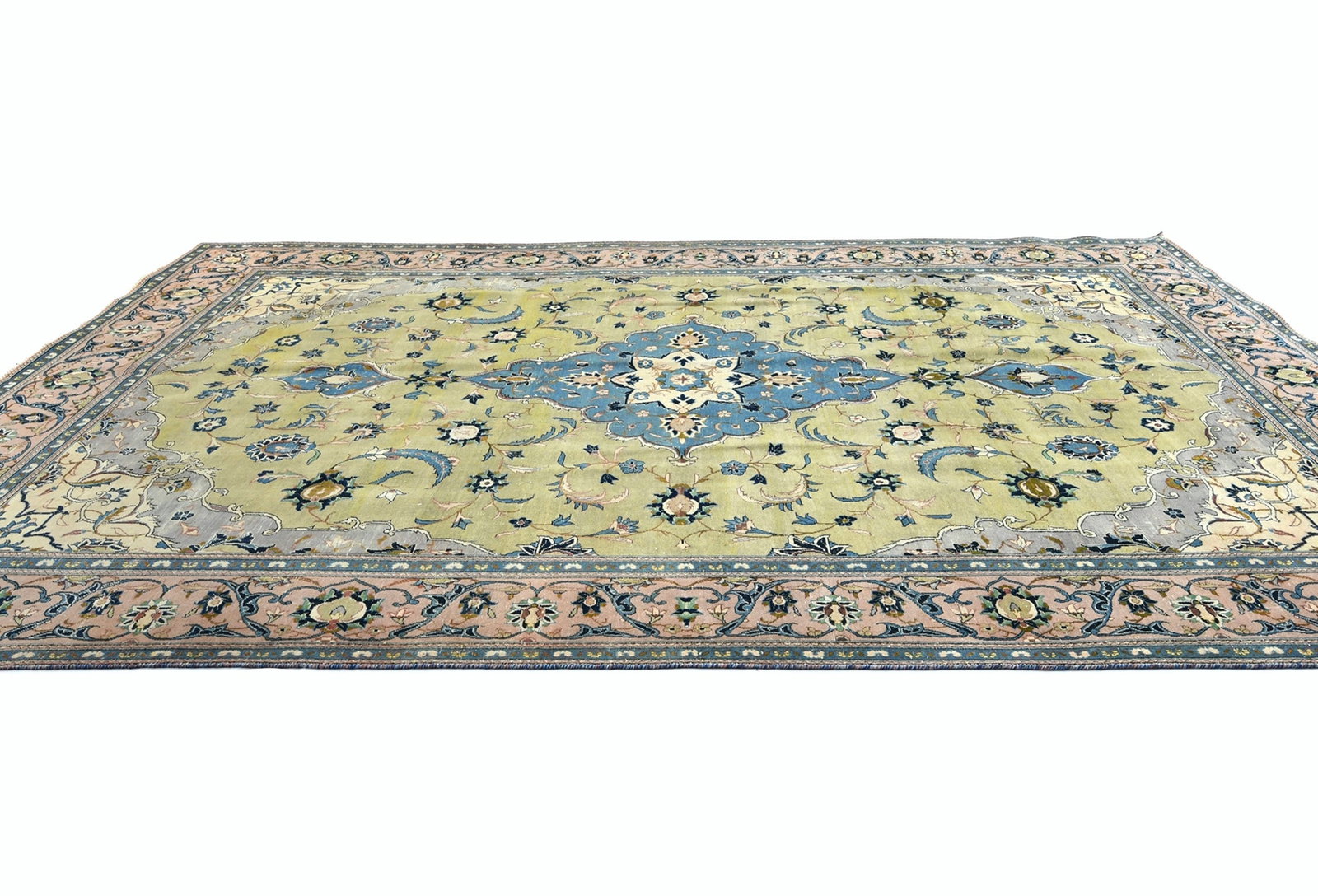 Semi Antique Muted Floral 8X13 Distressed Vintage Oriental Rug - 5