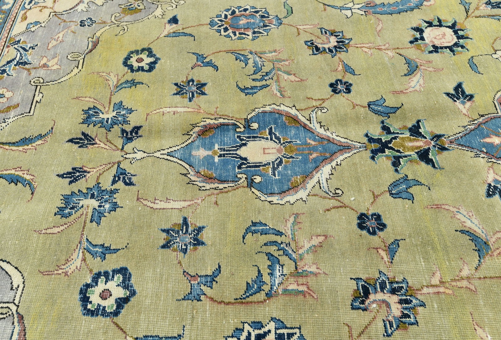 Semi Antique Muted Floral 8X13 Distressed Vintage Oriental Rug - 7