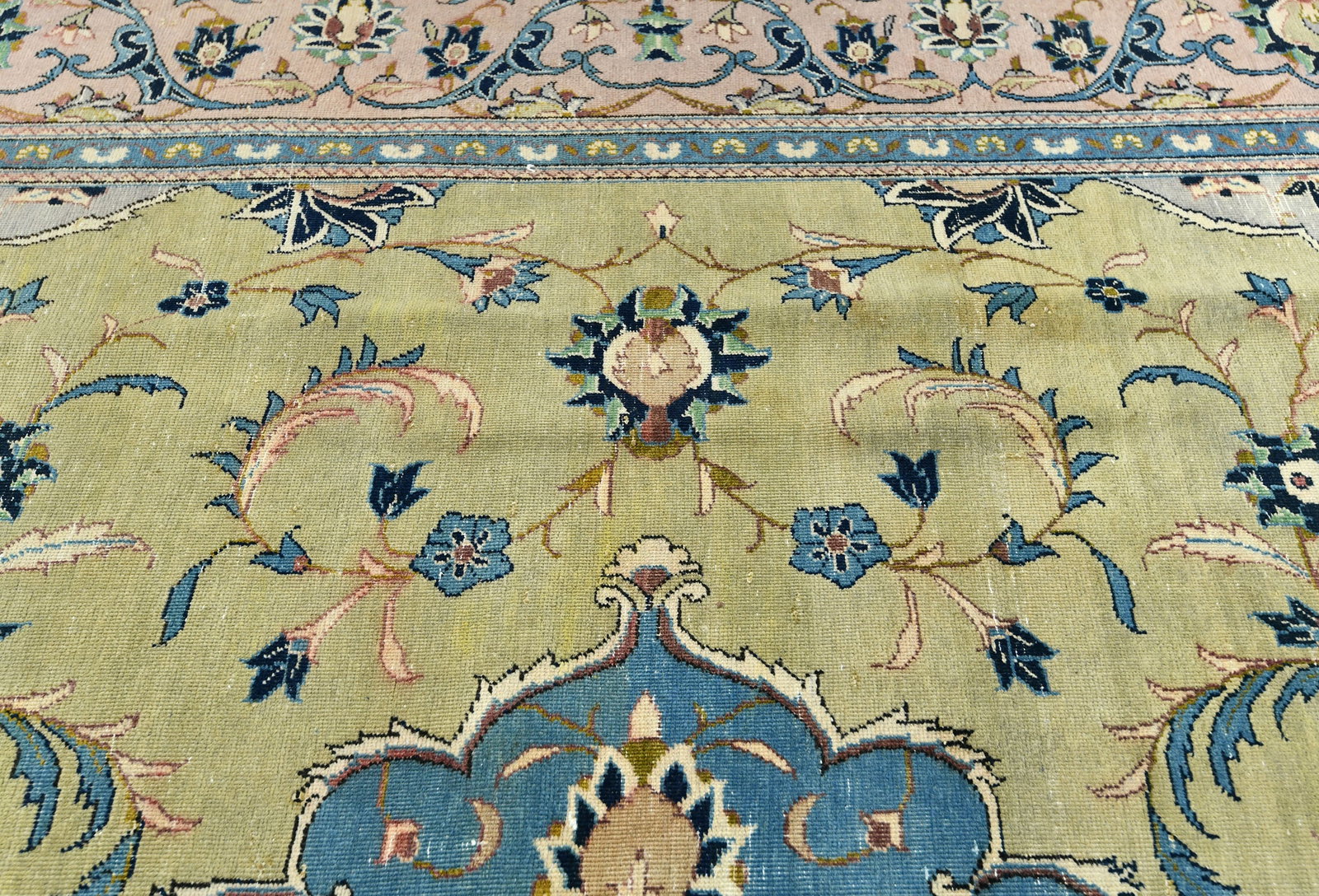 Semi Antique Muted Floral 8X13 Distressed Vintage Oriental Rug - 8