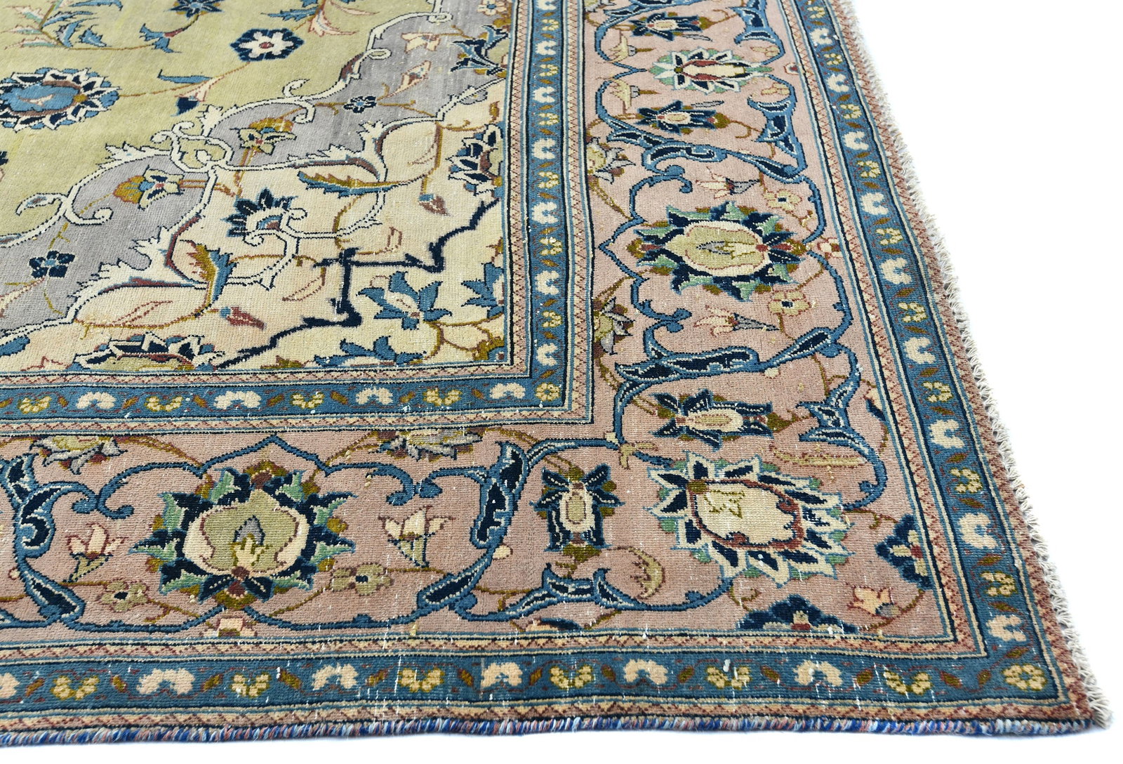 Semi Antique Muted Floral 8X13 Distressed Vintage Oriental Rug - 9