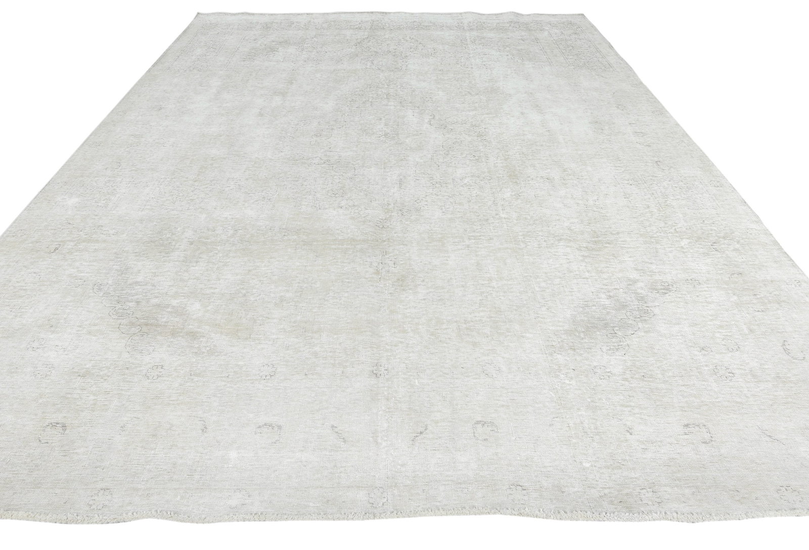 Antique Muted Beige Floral 9'8X12'5 Distressed Vintage Oriental Rug - 3