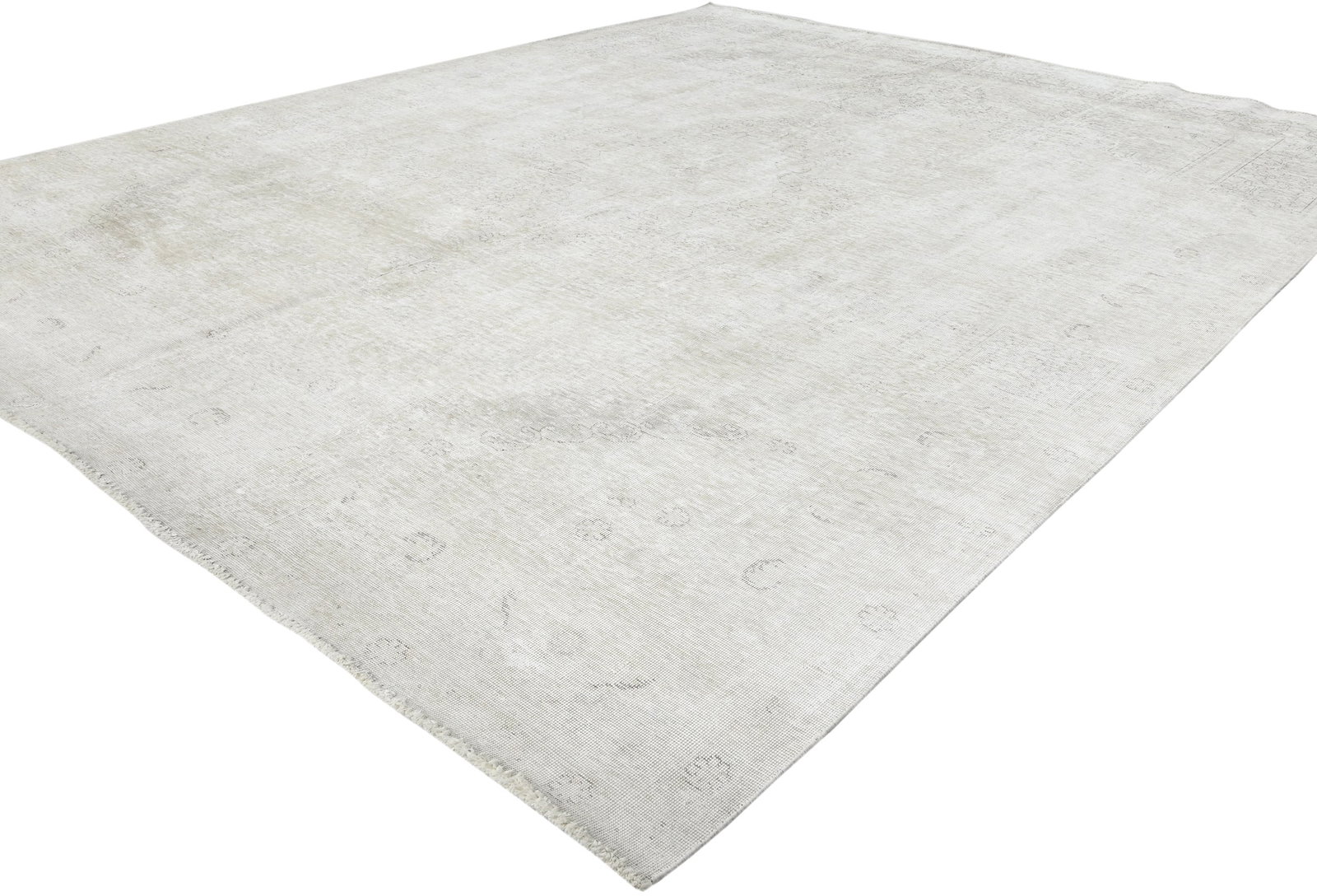 Antique Muted Beige Floral 9'8X12'5 Distressed Vintage Oriental Rug - 4