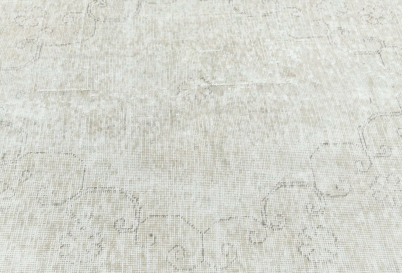 Antique Muted Beige Floral 9'8X12'5 Distressed Vintage Oriental Rug - 6