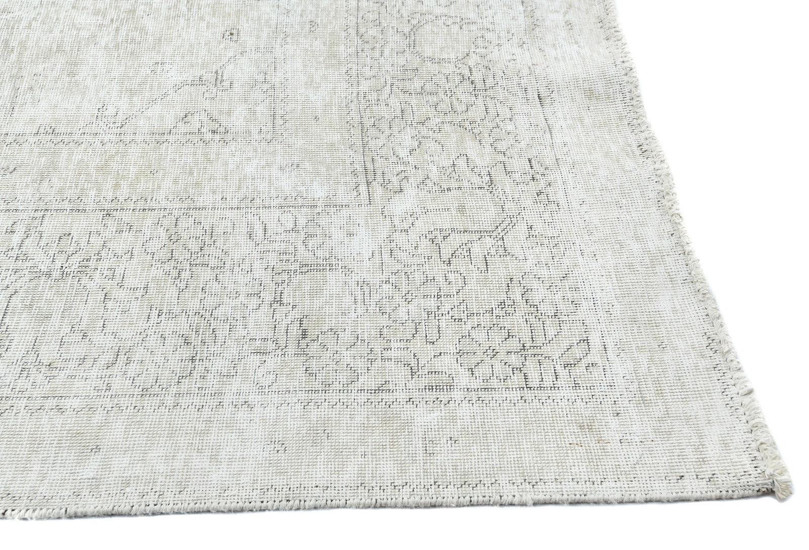 Antique Muted Beige Floral 9'8X12'5 Distressed Vintage Oriental Rug - 9