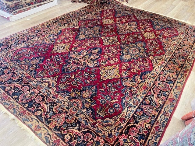 Unique Antique Sarouk Rug-5378: Title:Unique Antique Sarouk Rug-5378 Description:Beautifu antique Persian Sarouk from central Persia, size 8 ft. 10 inches by 11 ft. 7 inches, circa 1920 with high pile throughout, complete rug with